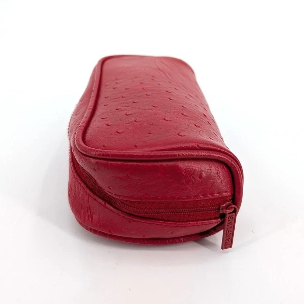 Parfums Amarige de Givenchy Red Ostrich‎ Embossed Faux Leather Cosmetic Bag